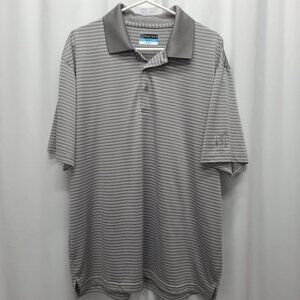 PGA Tour Airflux Mesh Polo Shirt Men's XL Gray Striped Short Sleeve Golf Top